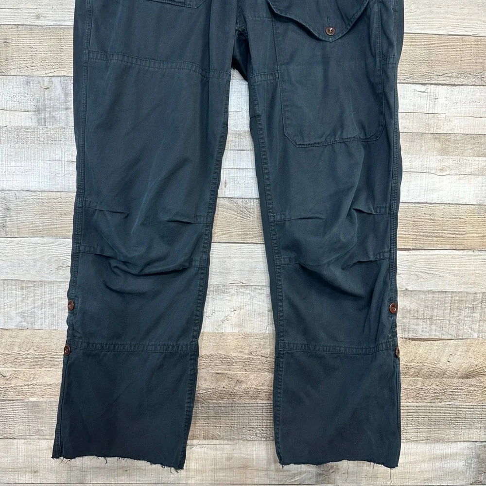 VTG Polo Ralph Lauren 381 Blecker Black Cargo Workpants‎ Flannel-lined Hem Sz 38